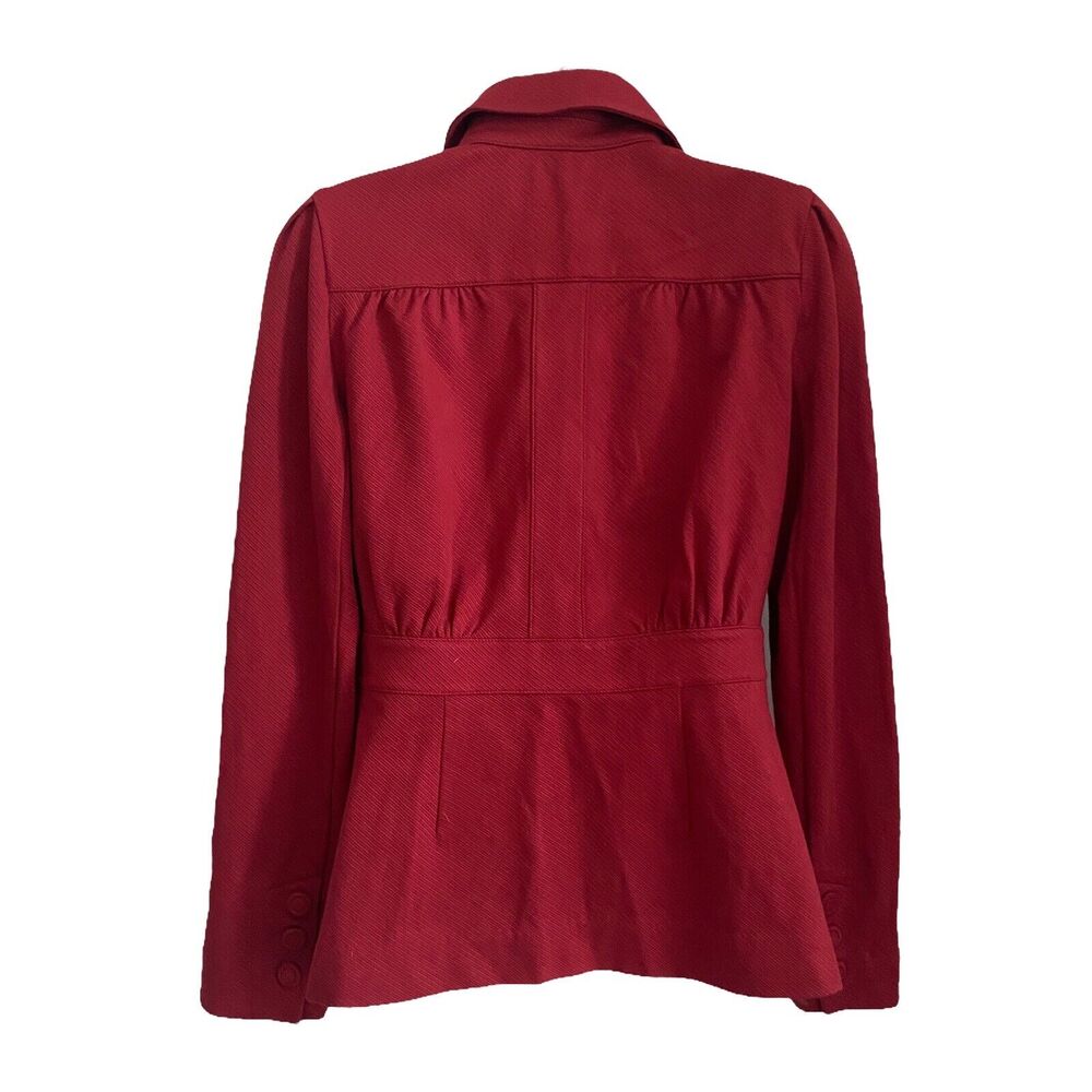 Cabi Small Jacket Snap Button Front Red Textured Collared Pockets - Picture 8 of 11